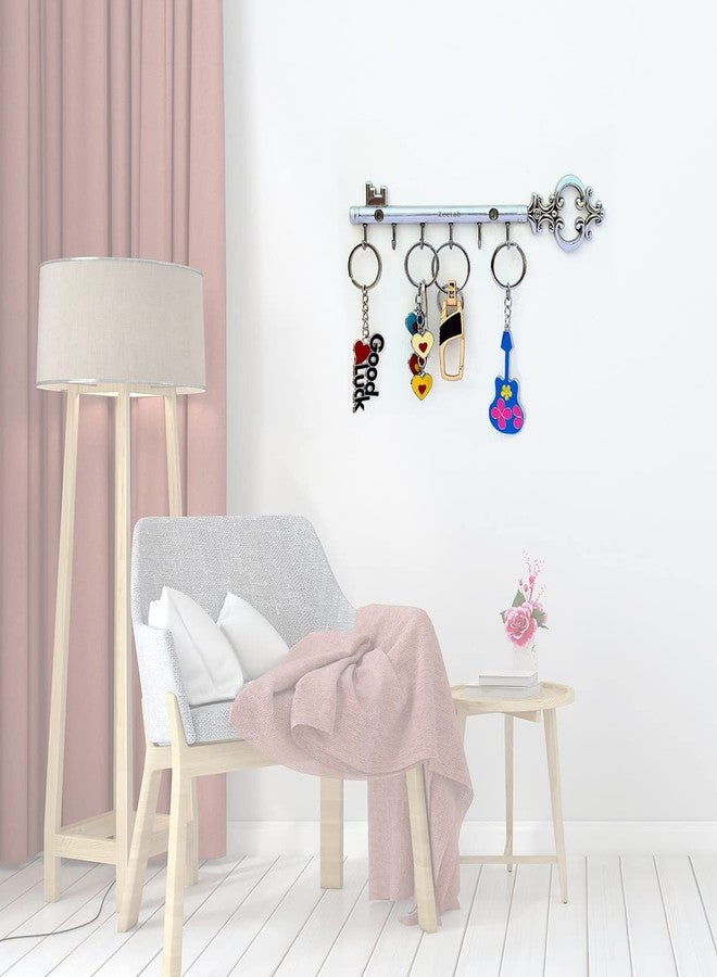 Zeetab Metal Royal Key Holder & Hanger with 6 Hooks | Rajwadi Wall Mount Key Stand | Home Decor Gift (24x6cm) (Chrome) - Image 4